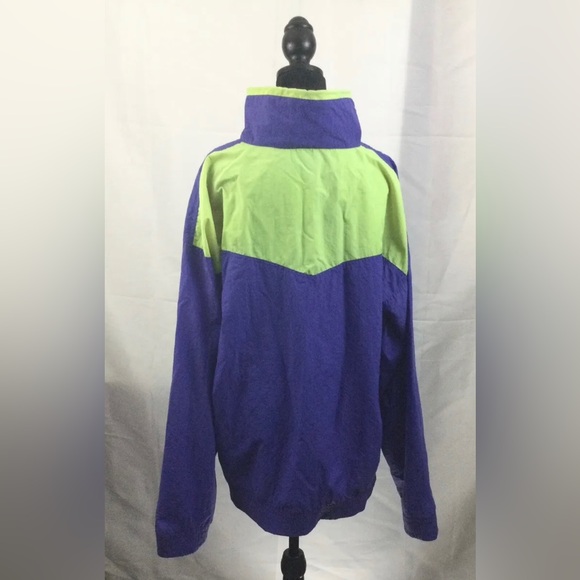 Iced For Action Vintage Windbreaker Blue And Neon Green Men's XL Pullover Retro - Picture 2 of 4